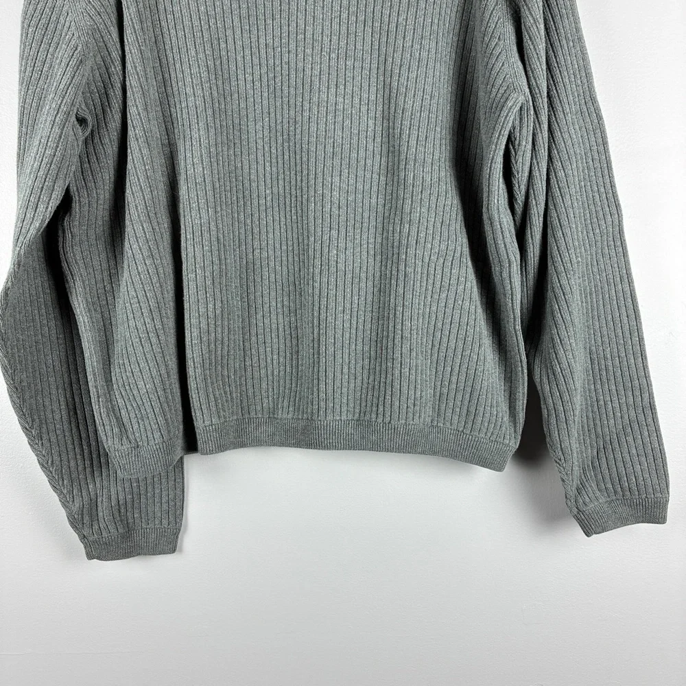 Guy Z Mens Ribbed Cotton Sweater L Gray Thick Cozy Classic‎ Everyday Essential